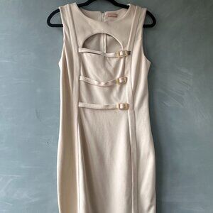 Galliano Key Hole Mini Dress White Cotton